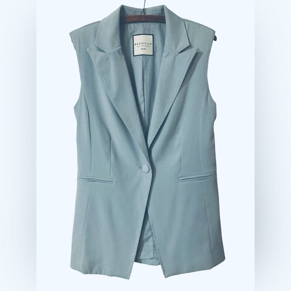 Bagatelle Pastel Blue Vest Size S Spring Office Summer Business Church Classy